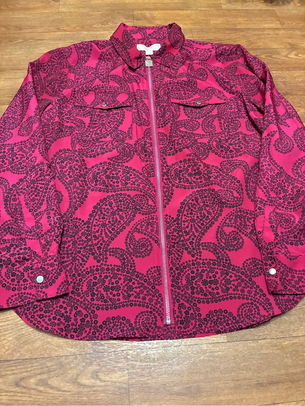 Michael Kors Paisley Zip Up Blouse Size XL NWT